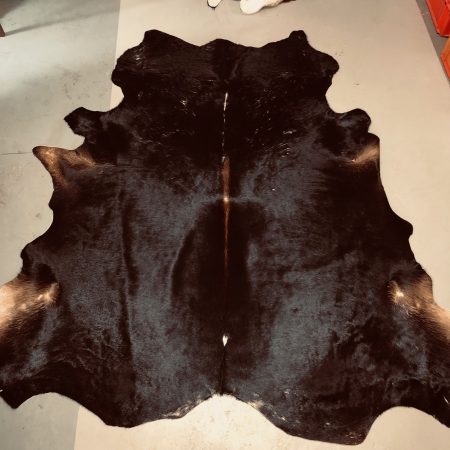 Chromfrei gegerbtes Zebu-Fell – schwarz – 200 x 195 cm - Nr 005