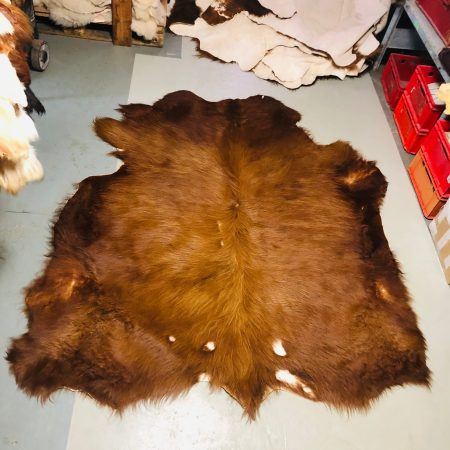Chromfrei gegerbtes Highland-Fell – braun – 200 x 180 cm – mit Naturmerkmalen - Nr 043