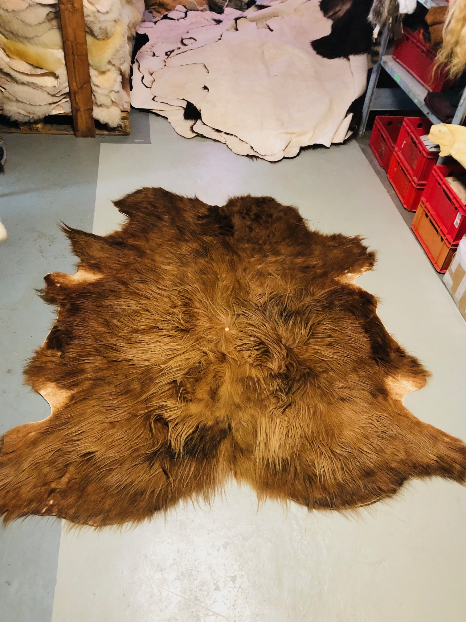 Chromfrei gegerbtes Highland-Fell – braun – 195 x 170 cm – mit Naturmerkmalen - Nr.045