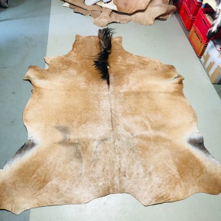 Hochwertig gegerbtes Pferdefell (Haflinger) – hellbraun/schwarz – 190 x 180 cm – wunderschöne Optik - Nr 019