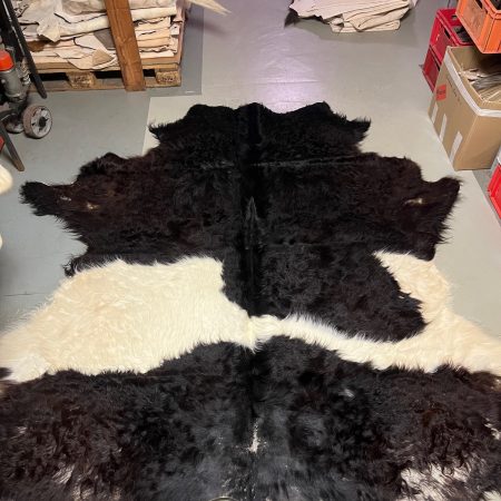 Chromfrei gegerbtes schwarz-weißes Belted Galloway - 230 cm / 220 cm - Nr 085