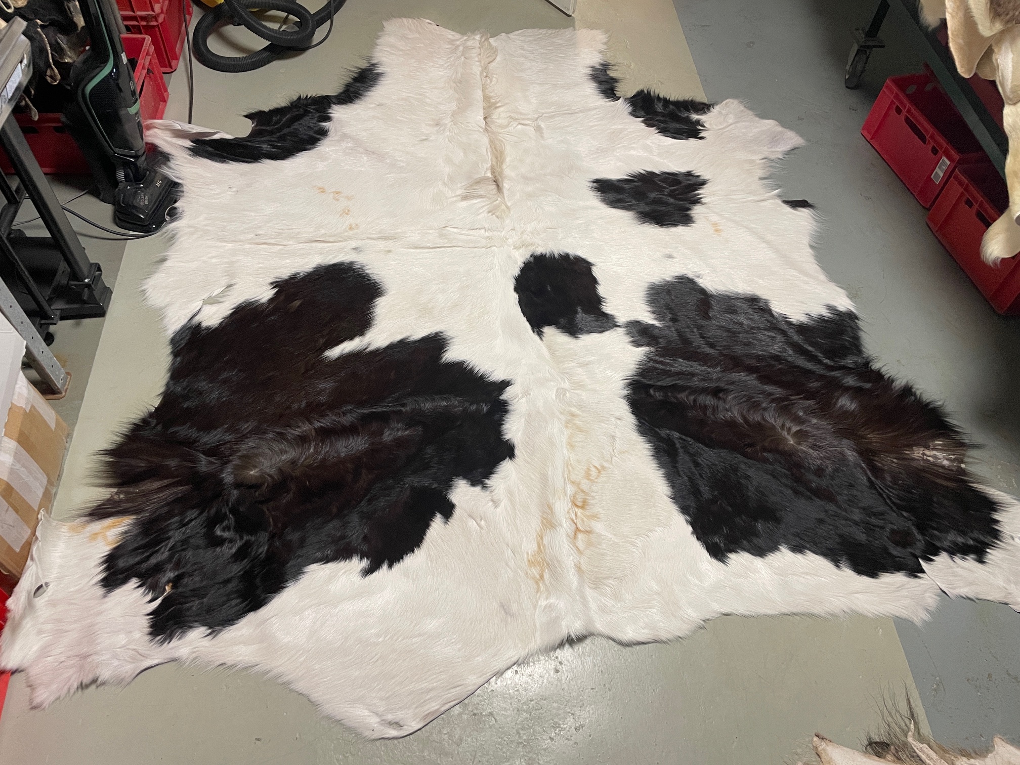 Hochwertig gegerbtes Pferdefell – schwarz/weiß – 230 x 235 cm – wunderschöne Optik – Nr 092