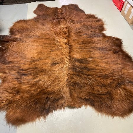 Chromfrei gegerbtes Highland-Fell TOP – braun – 220 x 210 cm – mit Naturmerkmalen -Nr 093
